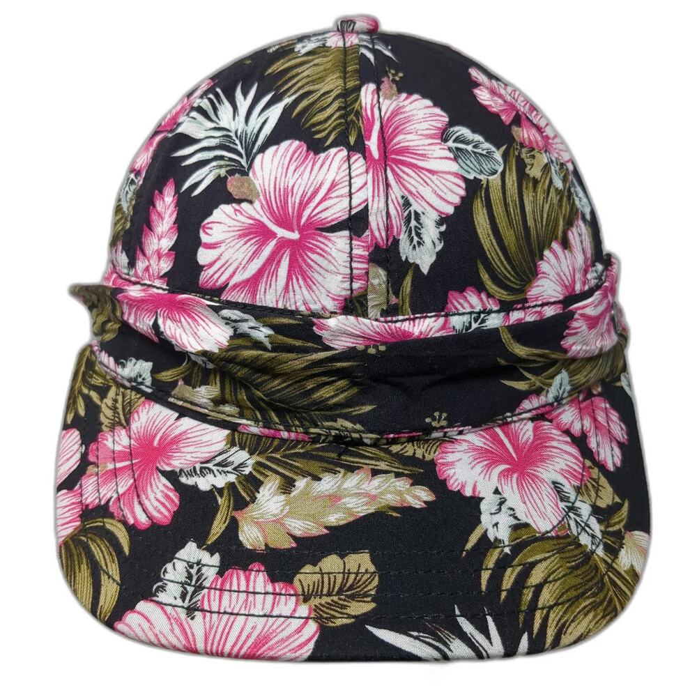 pistil Baseball Cap Black One Size Tropical Floral Hibiscus Print Hat Cotton